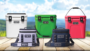 YETI Coolers with a nature background